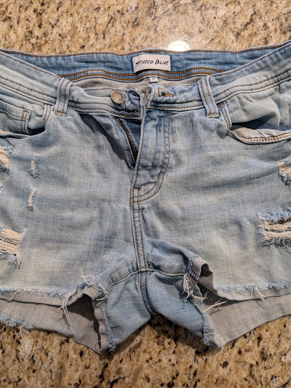 Studio Blue Women's Light Wash Distressed Jean Shorts